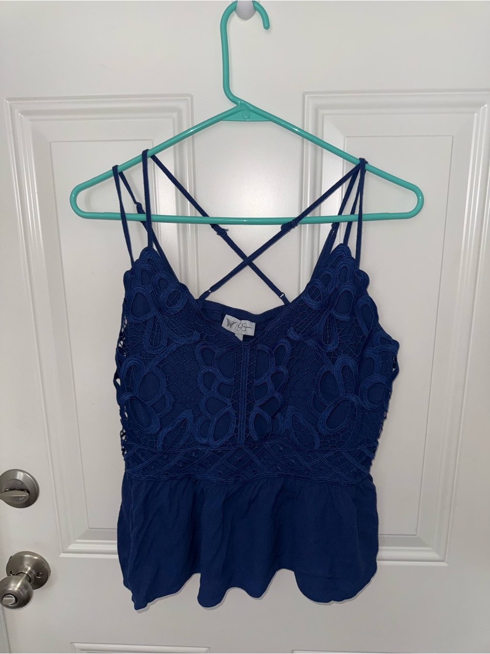 Jessica Simpson Royal Blue Lace Peplum Camisole